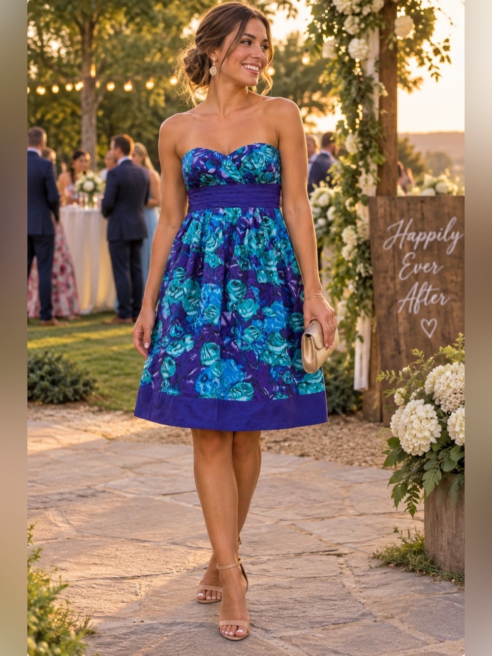 Anthropology Moulinette Soeurs Strapless Sweetheart Floral Dress Wedding Size 6